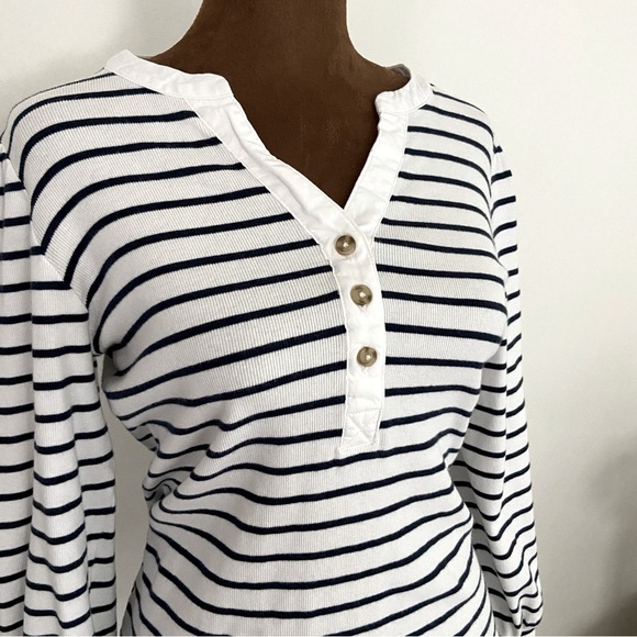 Lauren Conrad Navy and White Striped Henley Top. - Picture 5 of 6